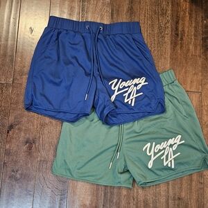 YoungLA Athletic Shorts in Blue and Green